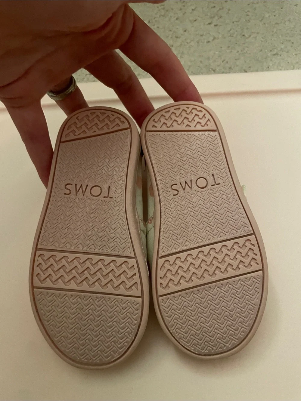 Toms Baby Slip-On Canvas Shoes in Cream with Pink & Gold Dots